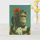 Monkey Demon Greetings Card Karte (Gelbe Blume)