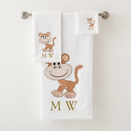 Monkey Design Monogrammed Badhandtuch Set (Insitu)