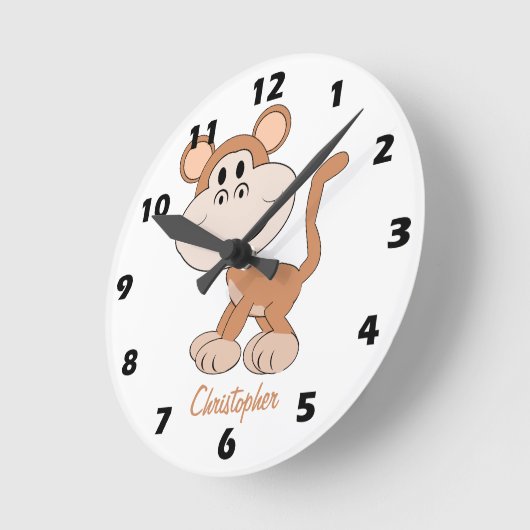 Monkey Design Personalised Runde Wanduhr (Winkel)