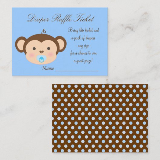Monkey Diaper Raffelkarten Begleitkarte (Vorne/Hinten)