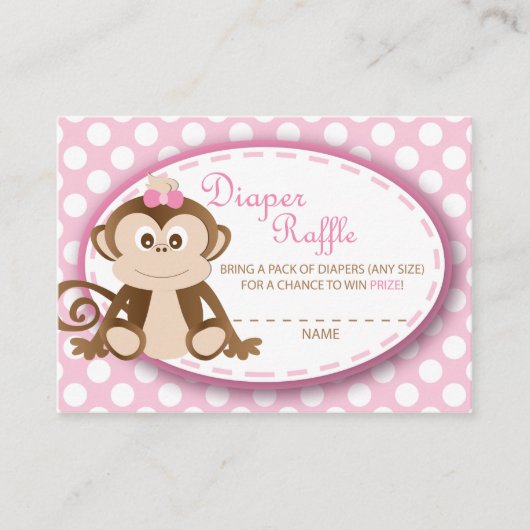 Monkey Diaper Raffle Tickets-Baby Girl Begleitkarte (Vorderseite)