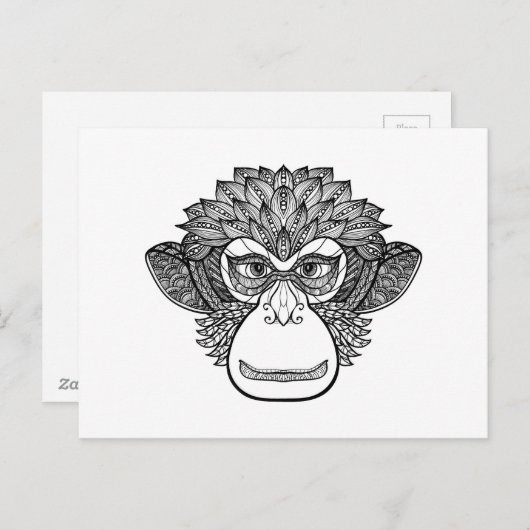 Monkey Doodle Face Postkarte (Vorne/Hinten)