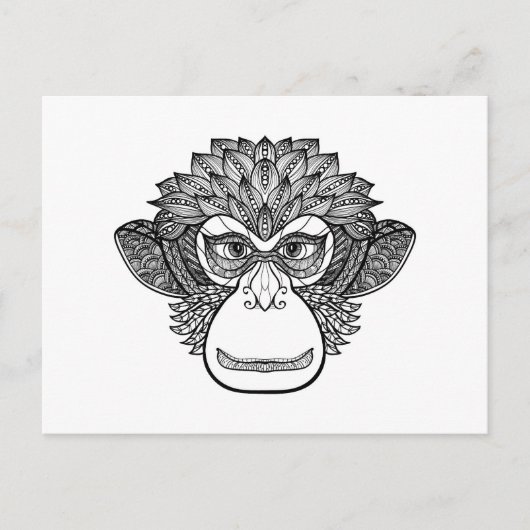 Monkey Doodle Face Postkarte (Vorderseite)