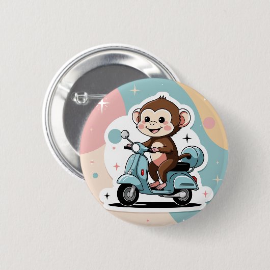 Monkey driving a scooter button (Vorne & Hinten)