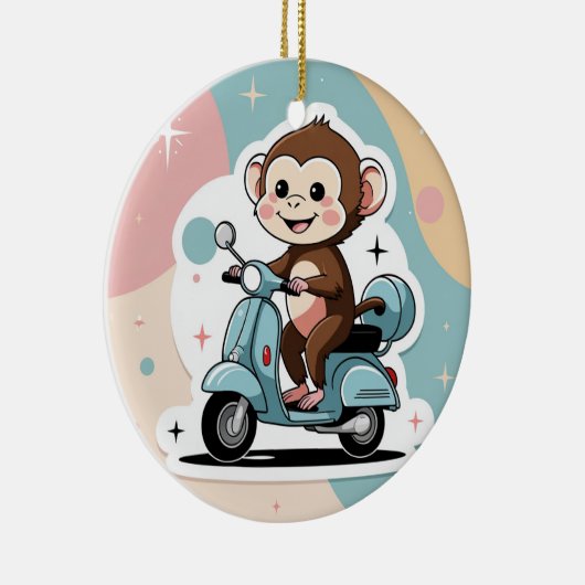 Monkey driving a scooter keramik ornament (Rechts)