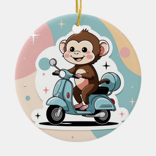 Monkey driving a scooter keramik ornament (Vorne)