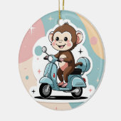 Monkey driving a scooter keramik ornament (Links)