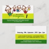 Monkey Dungaree, Kinder-Geburtstagsparty Begleitkarte (Vorne/Hinten)