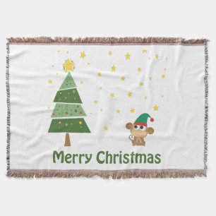 Monkey Elf Christmas Scene Decke