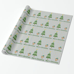 Monkey Elf Christmas Scene Geschenkpapier