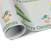Monkey Elf Christmas Scene Geschenkpapier (Rolleneckpunkt)
