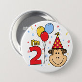Monkey Face 2. Geburtstag Button (Vorne & Hinten)