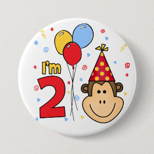 Monkey Face 2. Geburtstag Button