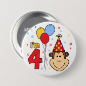 Monkey Face 4. Geburtstag Button (Vorne & Hinten)