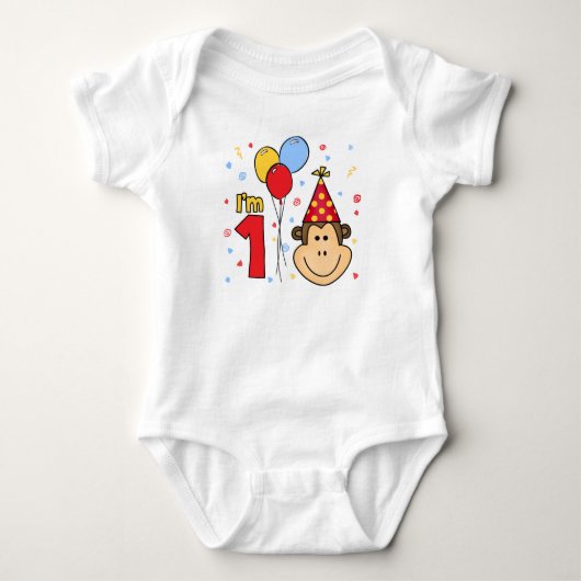 Monkey Face First Birthday Baby Strampler (Vorderseite)