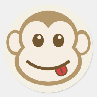 Monkey Face Vector Art Runder Aufkleber