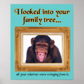 Monkey Family Tree Funny Print Poster Sign Spaß (Vorne)