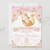 Monkey Floral Baby Shower Invitation Girl Einladung (Vorderseite)