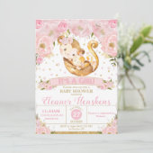 Monkey Floral Baby Shower Invitation Girl Einladung (Stehend Vorderseite)