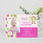 Monkey Foto Geburtstagspartei Einladung (Stehend Vorderseite)