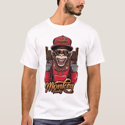 Monkey Funky T-Shirt - Cooles Hip Hop Monkey Grafi (Vorderseite)