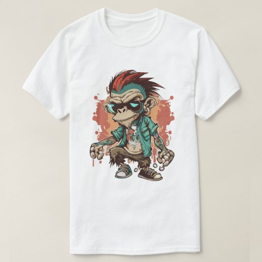 Monkey Gangster Cartoon Herren Basic T - Shirt (Design vorne)