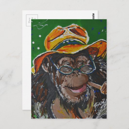 Monkey - Gentleman Postkarte (Vorne/Hinten)