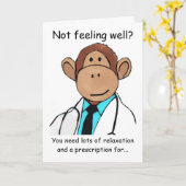 Monkey Get Well Card Karte (Gelbe Blume)