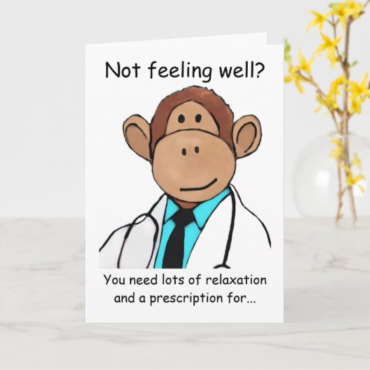 Monkey Get Well Card Karte (Gelbe Blume)