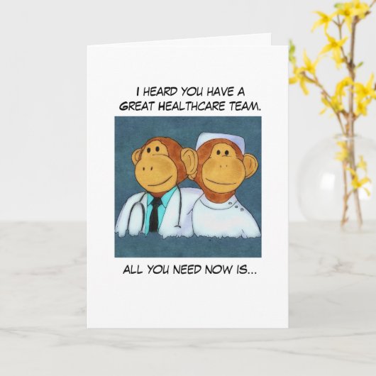 Monkey Get Well Card Karte (Gelbe Blume)