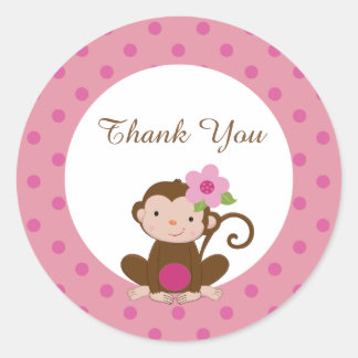 Monkey Girl Baby Shower Gefallen Tags Sticker