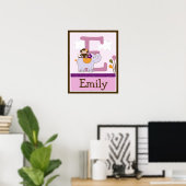 Monkey Girl & Elephant Letter & Name Wall Poster (Heimbüro)