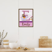 Monkey Girl & Elephant Letter & Name Wall Poster (Küche)