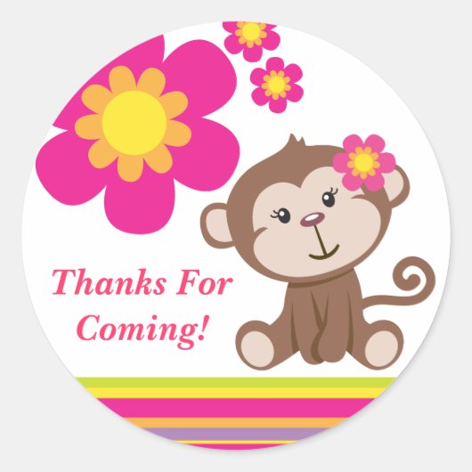 Monkey Girl (Pink) Danke Sticker (Vorderseite)