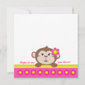 Monkey Girl (Pink) Geburtstagsparty Einladung (Rückseite)