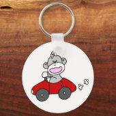 Monkey Girl Sock in Red Car Schlüsselanhänger (Vorderseite)