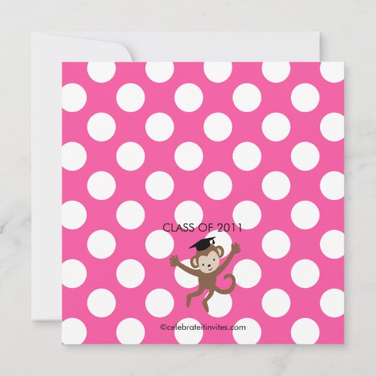Monkey Grad Abschluss Einladung für Mädchen (Rückseite)