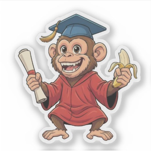 Monkey Graduation Aufkleber (Vorderseite)