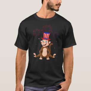 Monkey Graphic Red White Fireworks Decor 4. T-Shirt
