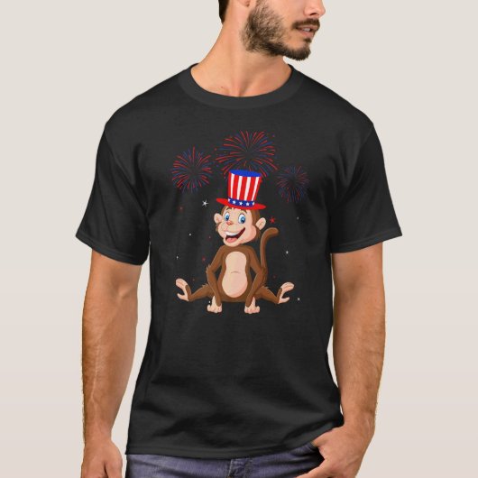 Monkey Graphic Red White Fireworks Decor 4. T-Shirt (Vorderseite)