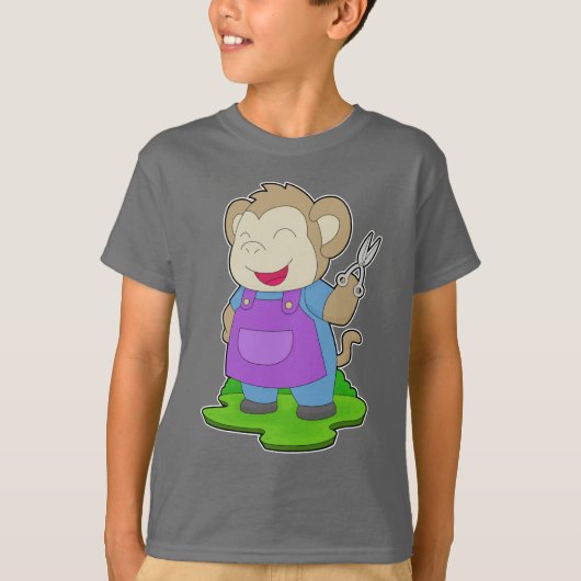 Monkey Hairdresser Schere T-Shirt (Vorderseite)