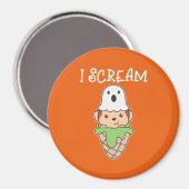 Monkey Halloween Ghost I Schrei Eispuff Magnet (Vorderseite/Rückseite)