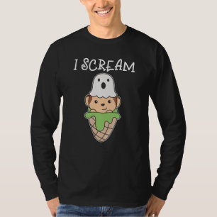 Monkey Halloween Ghost I Schrei Eispuff T-Shirt