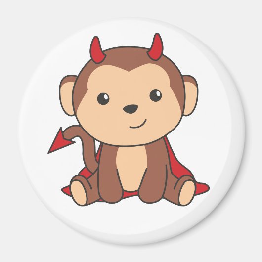 Monkey Halloween Niedlicher Teufel Kinder Hexen Ko Magnet (Vorne)