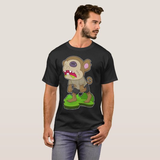 Monkey Halloween Zombie T-Shirt (Vorne ganz)