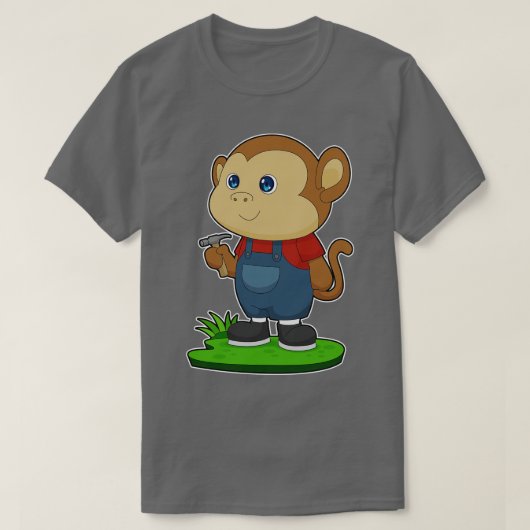 Monkey Handwerker Hammer T-Shirt (Design vorne)