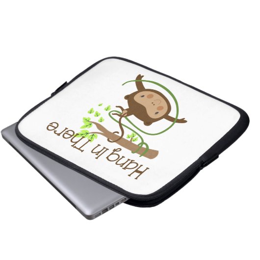 Monkey Hang in There Laptopschutzhülle (Vorne Knopf)