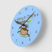 Monkey Hang in There Runde Wanduhr (Winkel)