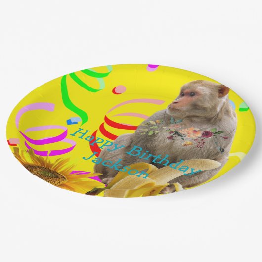Monkey Happy Birthday Paper Tellers Pappteller (Schrägansicht)