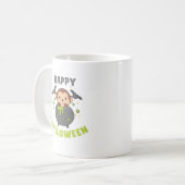 Monkey Happy Halloween Cauldron Bat Kaffeetasse (Vorderseite Links)